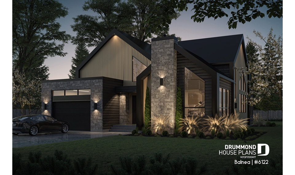 front - BASE MODEL - Modern Scandinavian Home Design – Sunroom, Fireplace, Luxurious Primary Suite &amp; Optional Finished Basement - Balnea