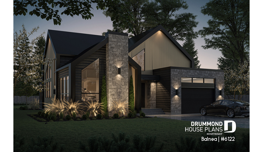 front - BASE MODEL - Modern Scandinavian Home Design – Sunroom, Fireplace, Luxurious Primary Suite & Optional Finished Basement - Balnea