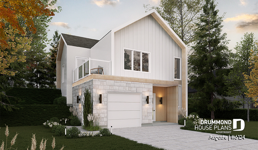 Color version 2 - Front - Reverse living floor plan with secondary bedrooms on main floor and kitchen, dining and living room, upstairs! - Auguste