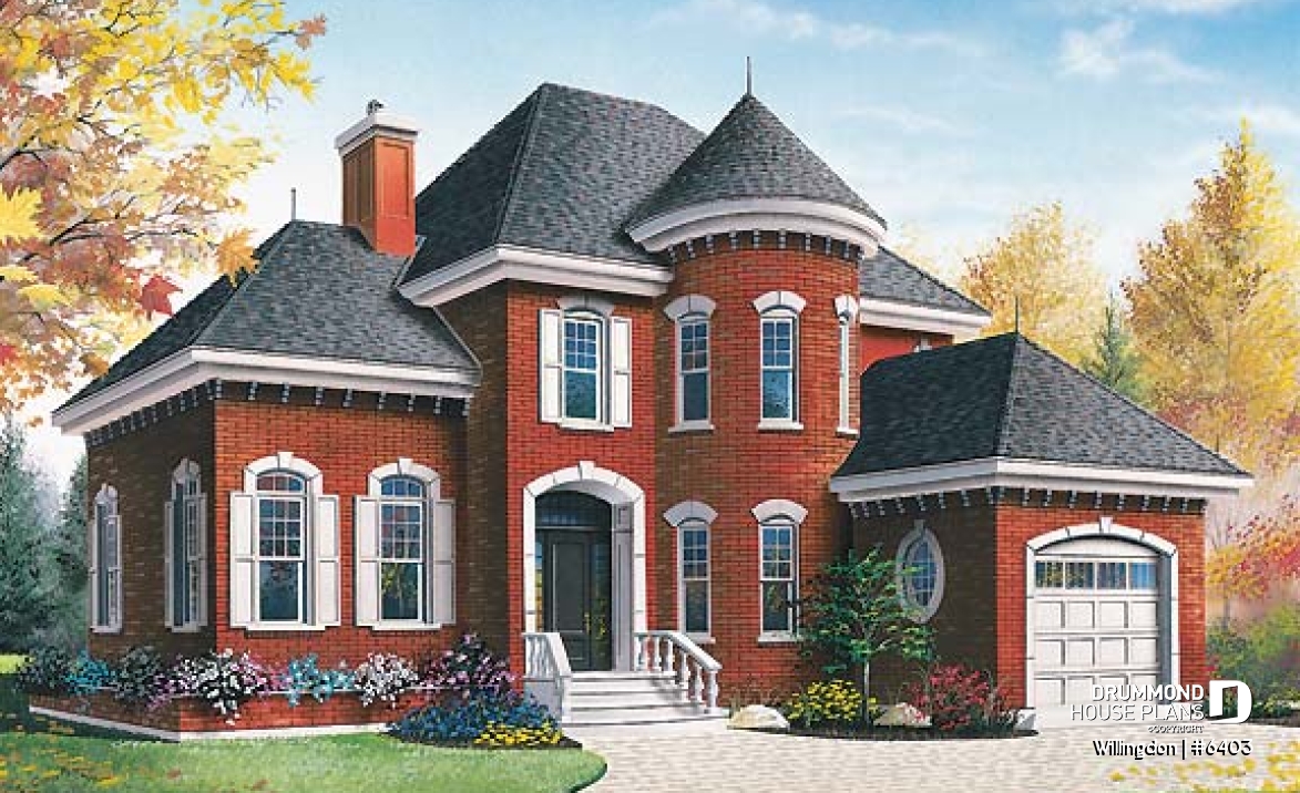 front - BASE MODEL - European style 3 bedroom house plan, home office, large sunken living room, garage, walk-in in master - Willingdon