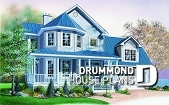 front - BASE MODEL - Victorian style farmhouse home plan, 3 bedrooms + large bonus room above 2-car garage, fireplace - The Honeycomb 3