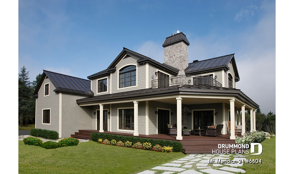 front - BASE MODEL - 3 bedroom waterfront cottage house plan with wraparound porch, large master suite, breakfast nook - Mt. Meridian 2