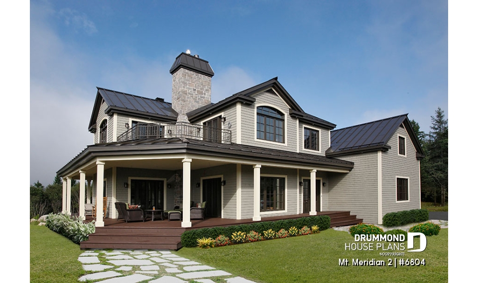 front - BASE MODEL - 3 bedroom waterfront cottage house plan with wraparound porch, large master suite, breakfast nook - Mt. Meridian 2