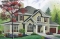 front - BASE MODEL - Traditional house plan, 3 bedrooms, master suite with private terrace, home office, sunken living room - Bainbridge