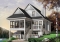 Color version 5 - Rear - 4-seasons chalet style house plan, 3 bedrooms, fireplace, screened-in deck and open floor plan - The Cliffside 4