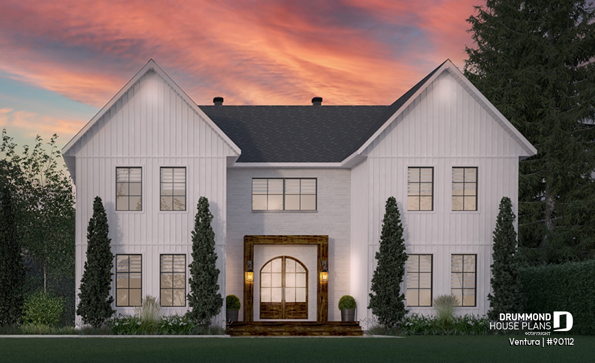 front - BASE MODEL - Magnificient eco-friendly Farmhouse, 4+ beds, 2 kitchen islands, playroom, gym, optional finished basement ($) - Ventura