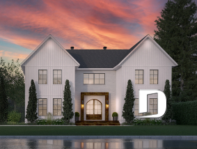 front - BASE MODEL - Magnificient eco-friendly Farmhouse, 4+ beds, 2 kitchen islands, playroom, gym, optional finished basement ($) - Ventura