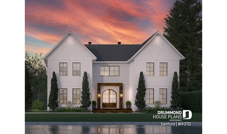 front - BASE MODEL - Magnificient eco-friendly Farmhouse, 4+ beds, 2 kitchen islands, playroom, gym, optional finished basement ($) - Ventura