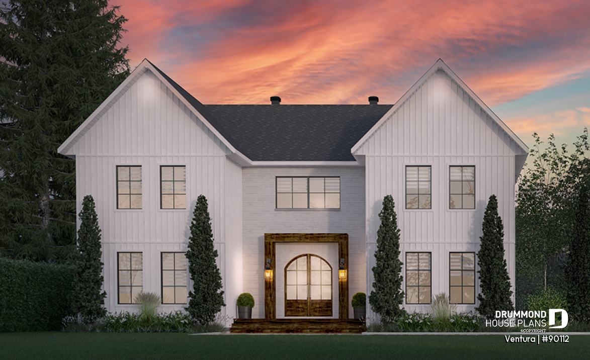 front - BASE MODEL - Magnificient eco-friendly Farmhouse, 4+ beds, 2 kitchen islands, playroom, gym, optional finished basement ($) - Ventura