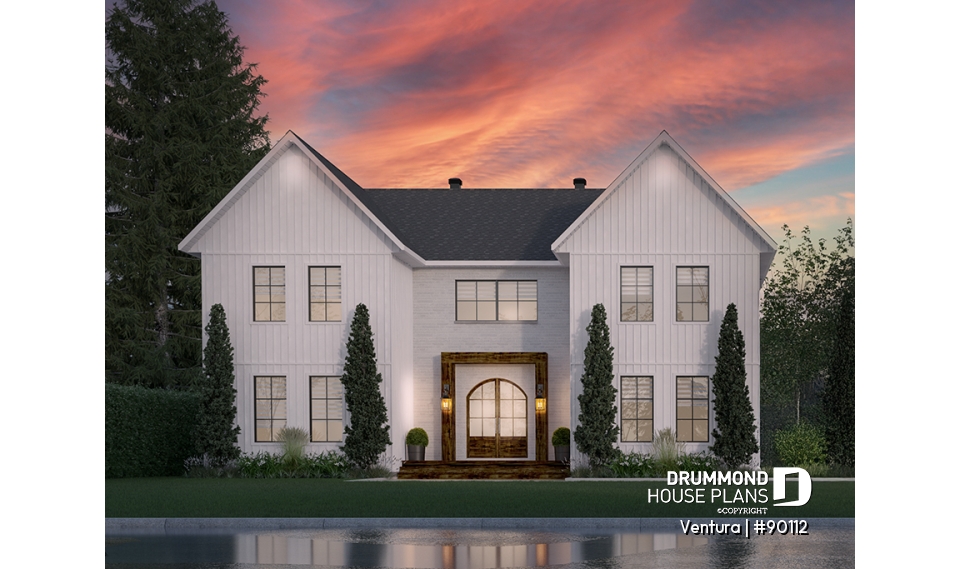 front - BASE MODEL - Magnificient eco-friendly Farmhouse, 4+ beds, 2 kitchen islands, playroom, gym, optional finished basement ($) - Ventura