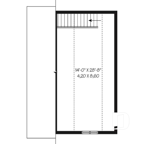2nd level - 1-car garage plan, Modern barn style, bonus room on second floor - Country Works