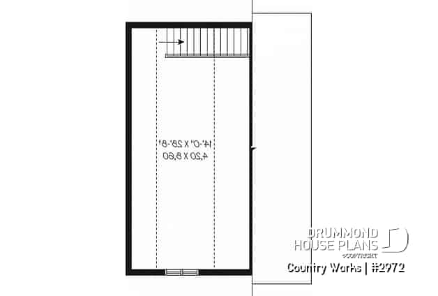 2nd level - 1-car garage plan, Modern barn style, bonus room on second floor - Country Works