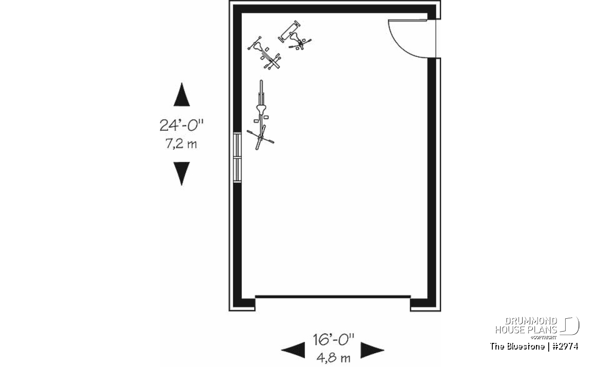 1st level - Charming Victorien inspired one-car garage plan - The Bluestone