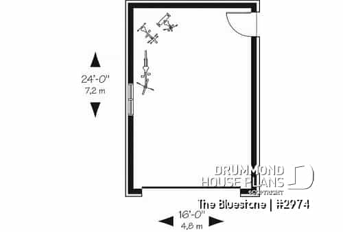 1st level - Victorien and American one-car garage plan - The Bluestone