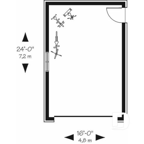 1st level - Charming Victorien inspired one-car garage plan - The Bluestone