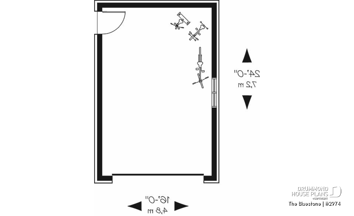1st level - Charming Victorien inspired one-car garage plan - The Bluestone