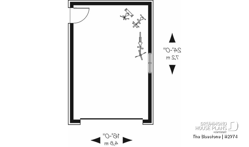1st level - Charming Victorien inspired one-car garage plan - The Bluestone