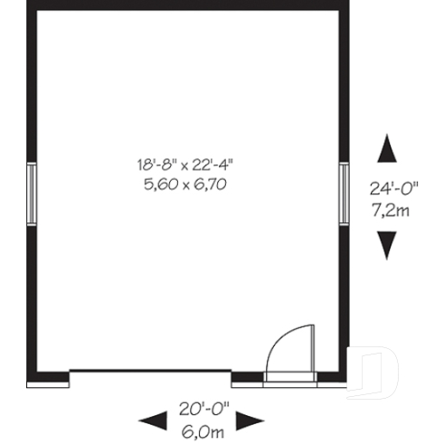 1st level - One-car urban garage design  - The Bluestone