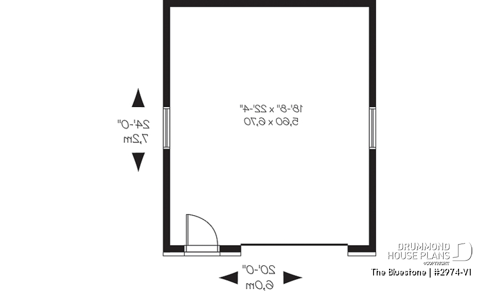 1st level - One-car urban garage design  - The Bluestone