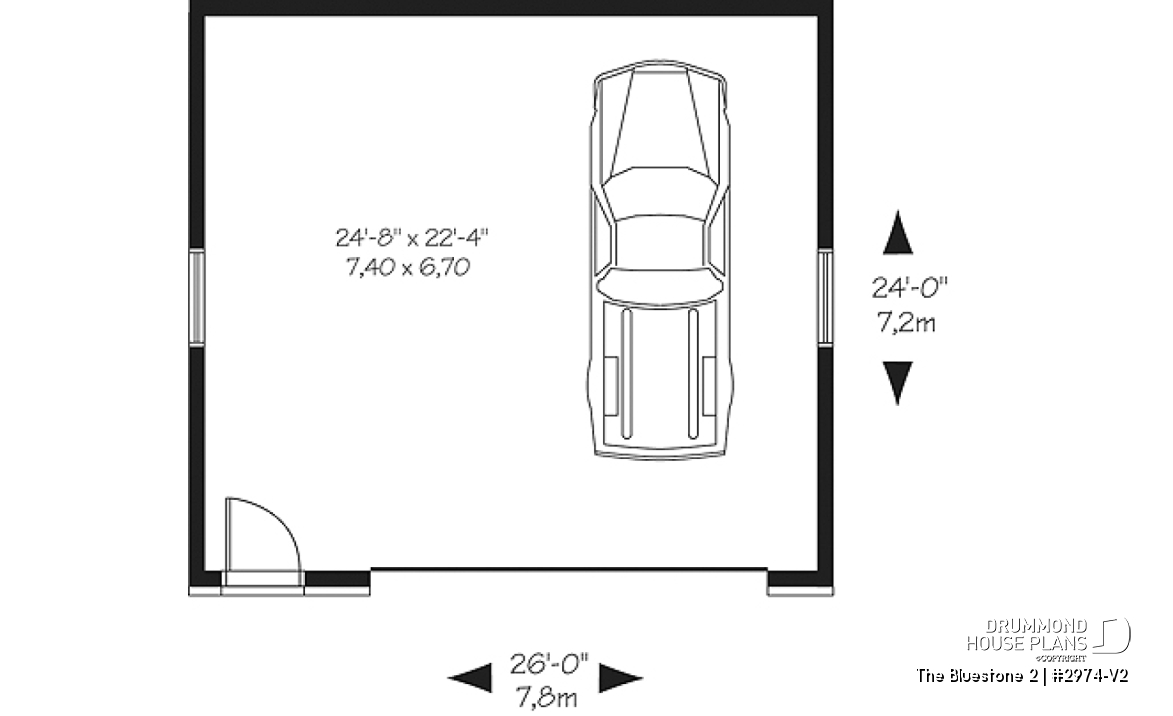 1st level - Two-car contemporary garage plan with storage space - The Bluestone 2