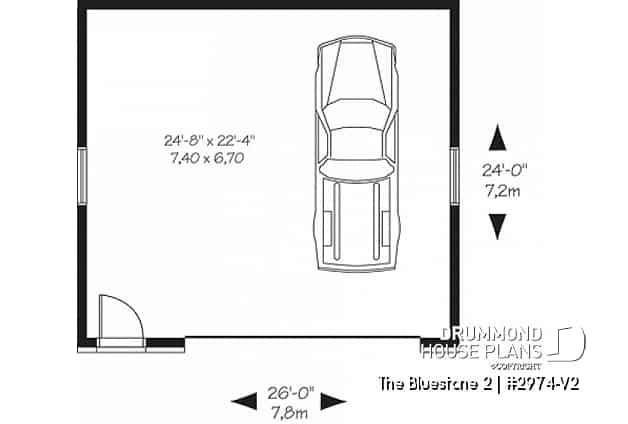 1st level - Two-car contemporary garage plan with storage space - The Bluestone 2