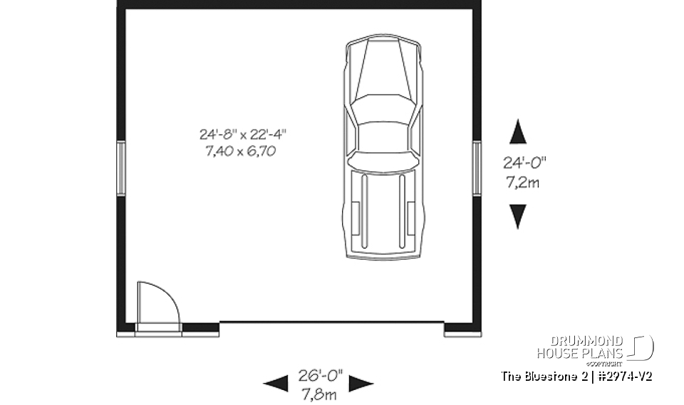 1st level - Two-car contemporary garage plan with storage space - The Bluestone 2
