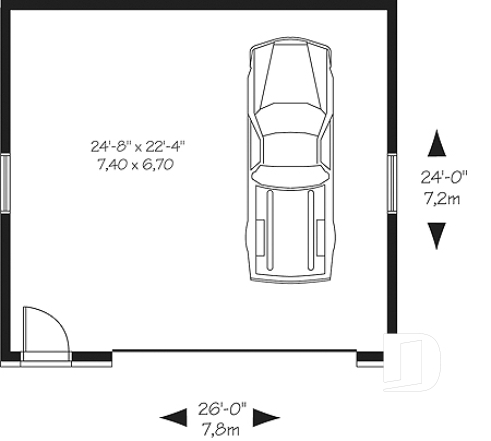 1st level - Two-car contemporary garage plan with storage space - The Bluestone 2