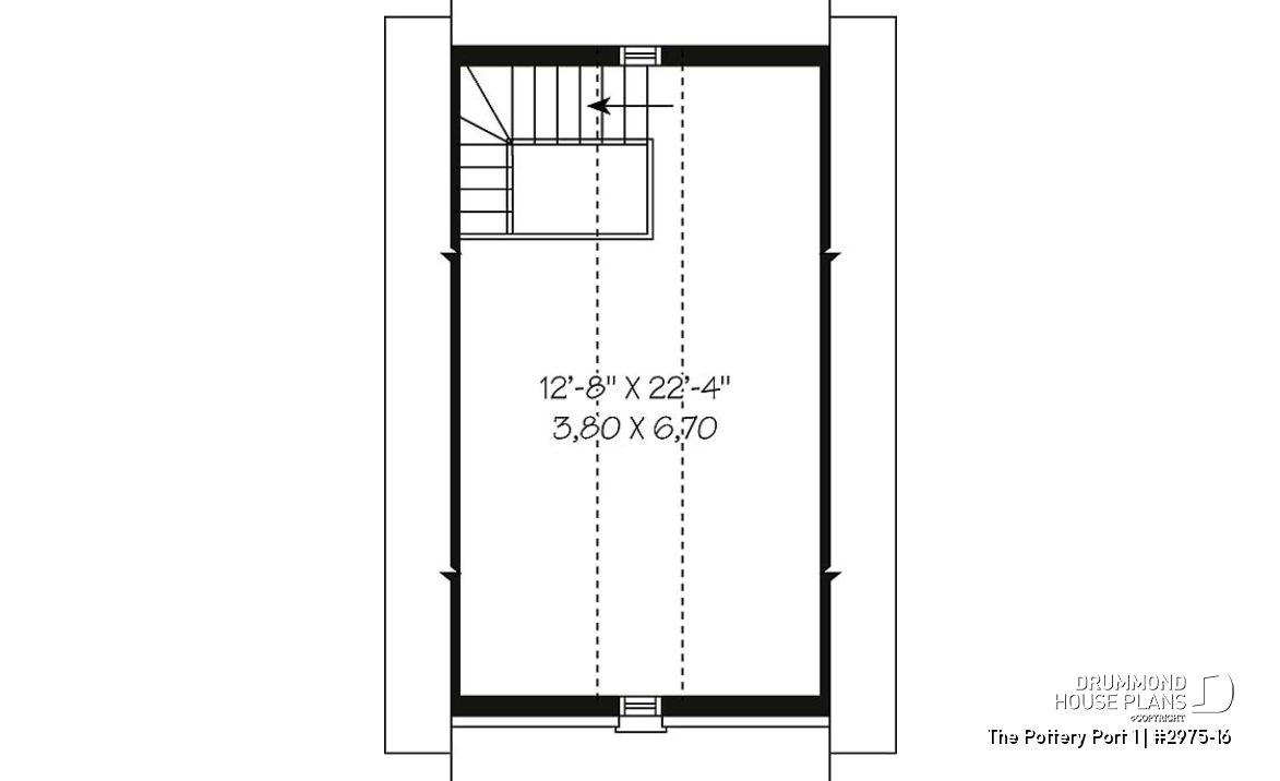 2nd level - One car garage with second floor storage, colonial style - The Pottery Port 1