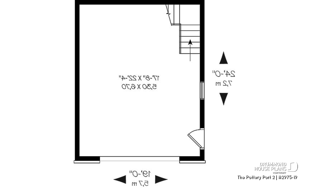 1st level - Single car garage plan with 24 ft. depth, traditional style - The Pottery Port 2