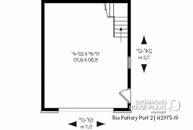 1st level - Single car garage plan with 24 ft. depth, traditional style - The Pottery Port 2
