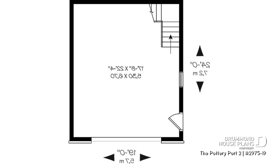 1st level - Single car garage plan with 24 ft. depth, traditional style - The Pottery Port 2