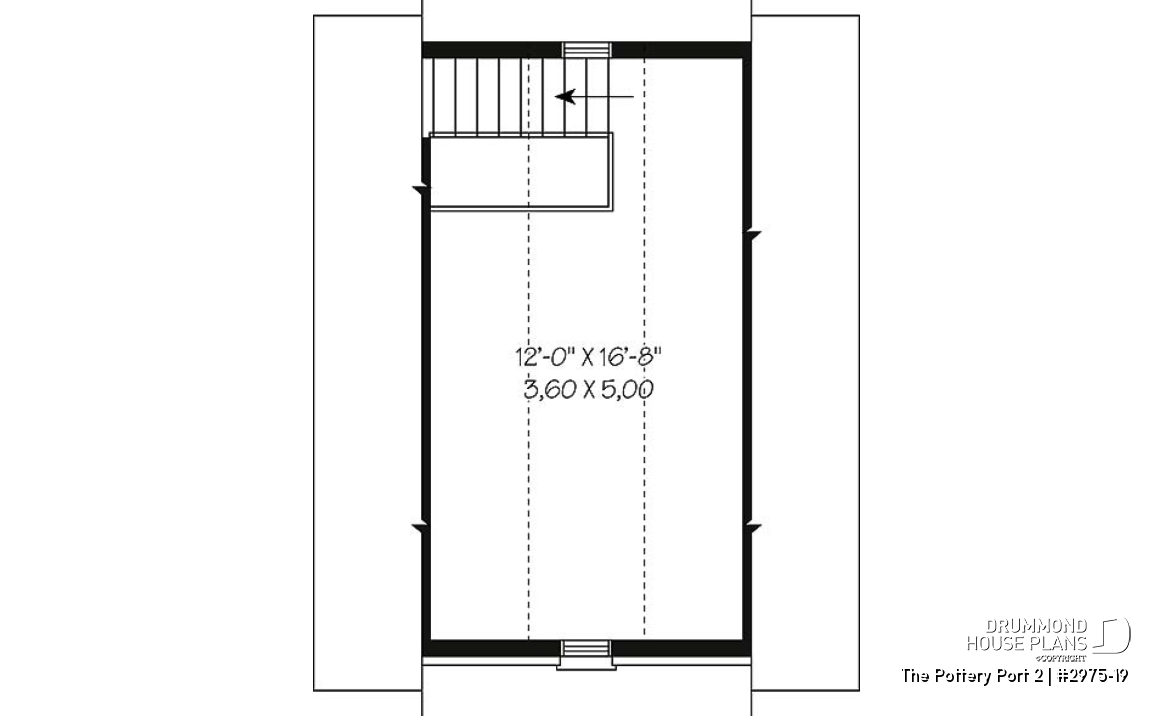2nd level - Single car garage plan with 24 ft. depth, traditional style - The Pottery Port 2