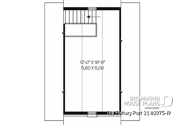 2nd level - Single car garage plan with 24 ft. depth, traditional style - The Pottery Port 2