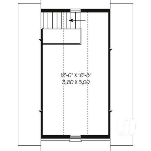 2nd level - Single car garage plan with 24 ft. depth, traditional style - The Pottery Port 2