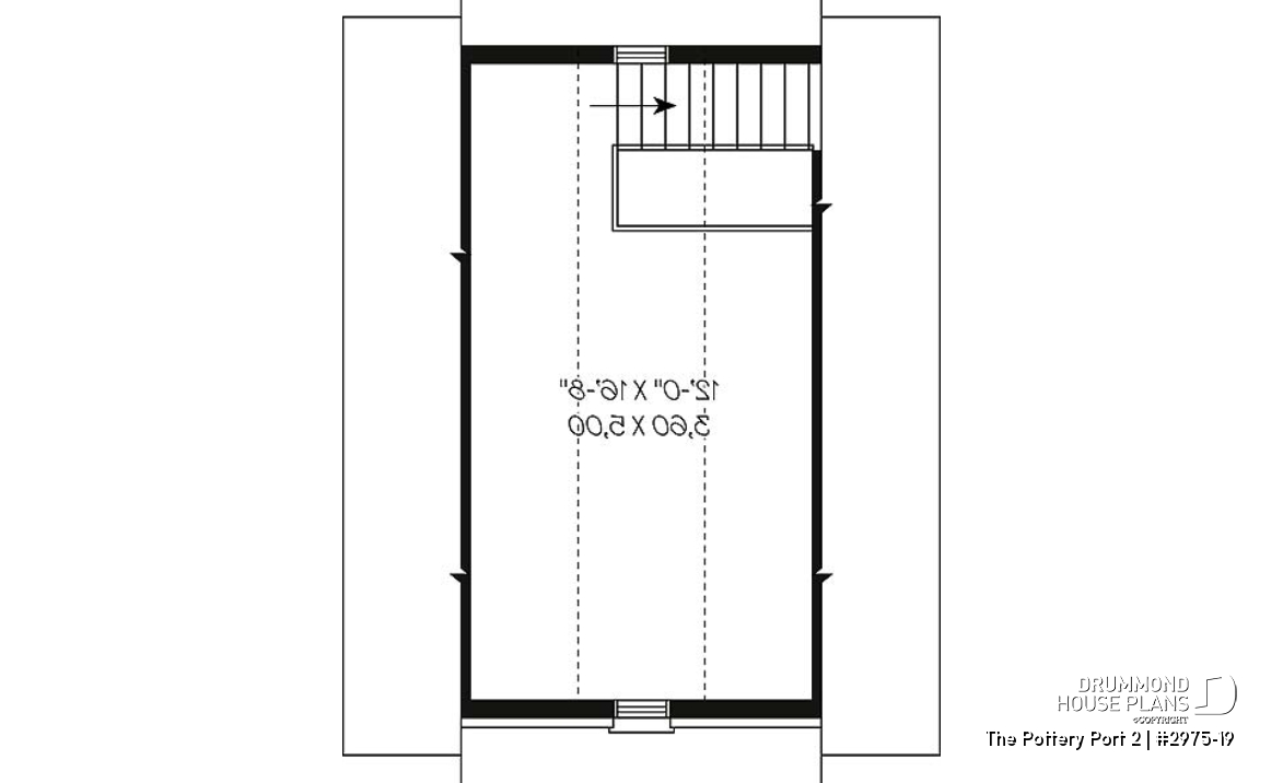 2nd level - Single car garage plan with 24 ft. depth, traditional style - The Pottery Port 2