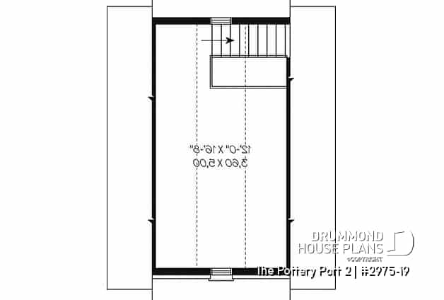 2nd level - Single car garage plan with 24 ft. depth, traditional style - The Pottery Port 2