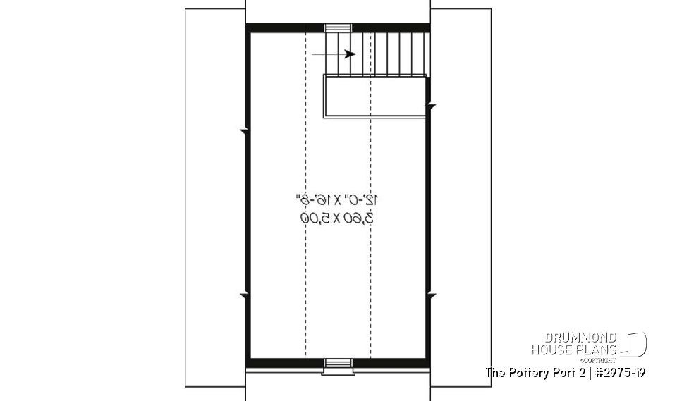 2nd level - Single car garage plan with 24 ft. depth, traditional style - The Pottery Port 2