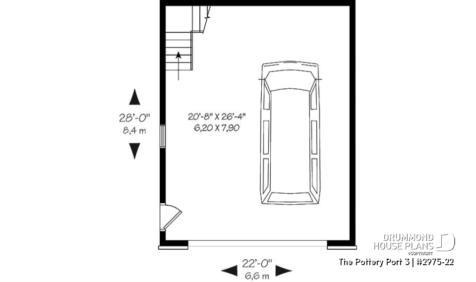 1st level - Two-car garage with bonus space on second floor / or storage space - The Pottery Port 3
