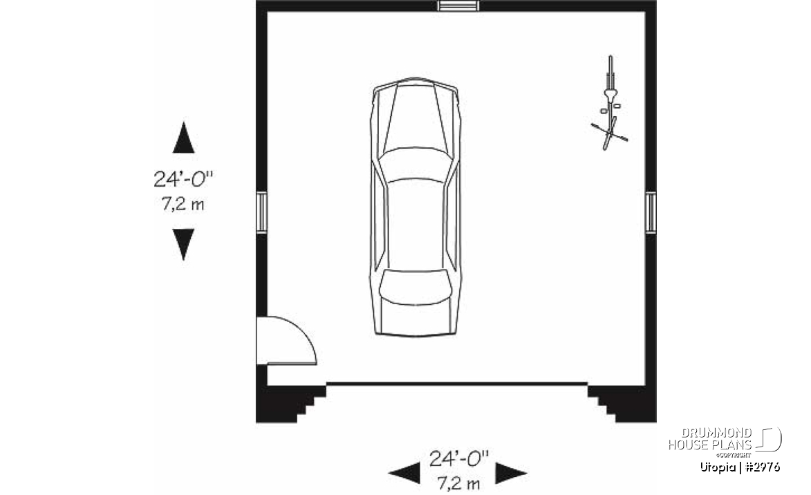 1st level - Two-car garage plan with side door. PDF and blueprints available. - Utopia