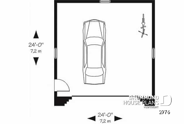 1st level - Two-car garage plan with side door. PDF and blueprints available. - Utopia