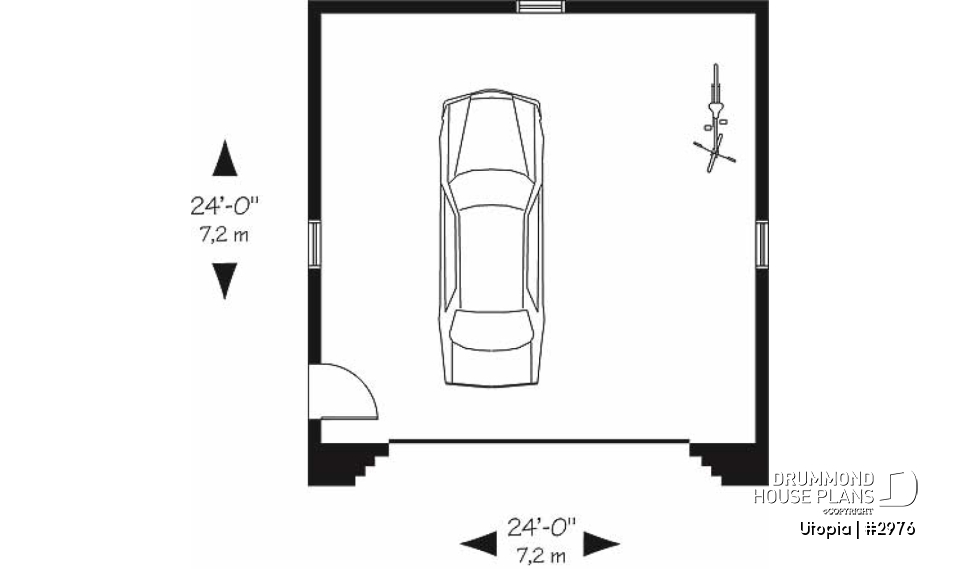 1st level - Two-car garage plan with side door. PDF and blueprints available. - Utopia