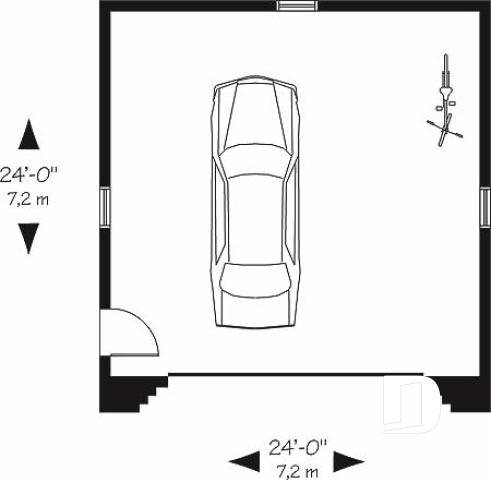 1st level - Two-car garage plan with side door. PDF and blueprints available. - Utopia