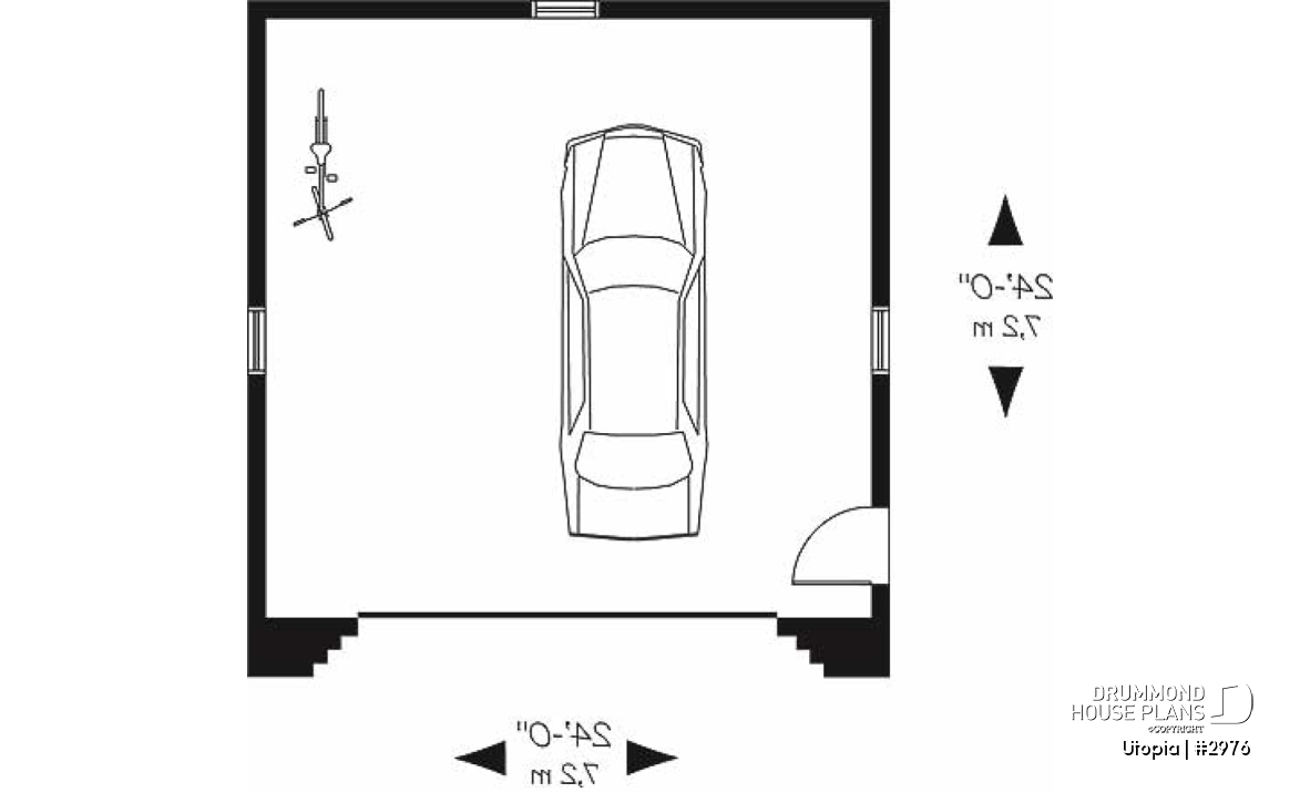 1st level - Two-car garage plan with side door. PDF and blueprints available. - Utopia