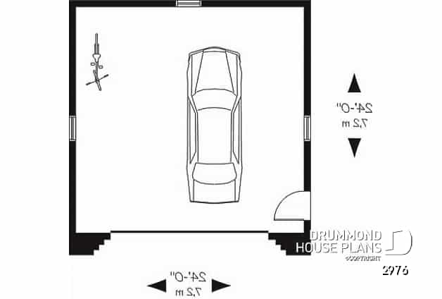 1st level - Two-car garage plan with side door. PDF and blueprints available. - Utopia