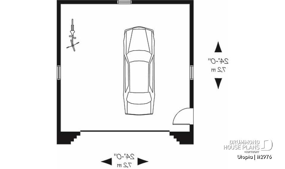 1st level - Two-car garage plan with side door. PDF and blueprints available. - Utopia