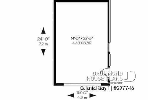1st level - One-car garage plan with bonus storage in attic. PDF and blueprints available. - Colonial Bay 1