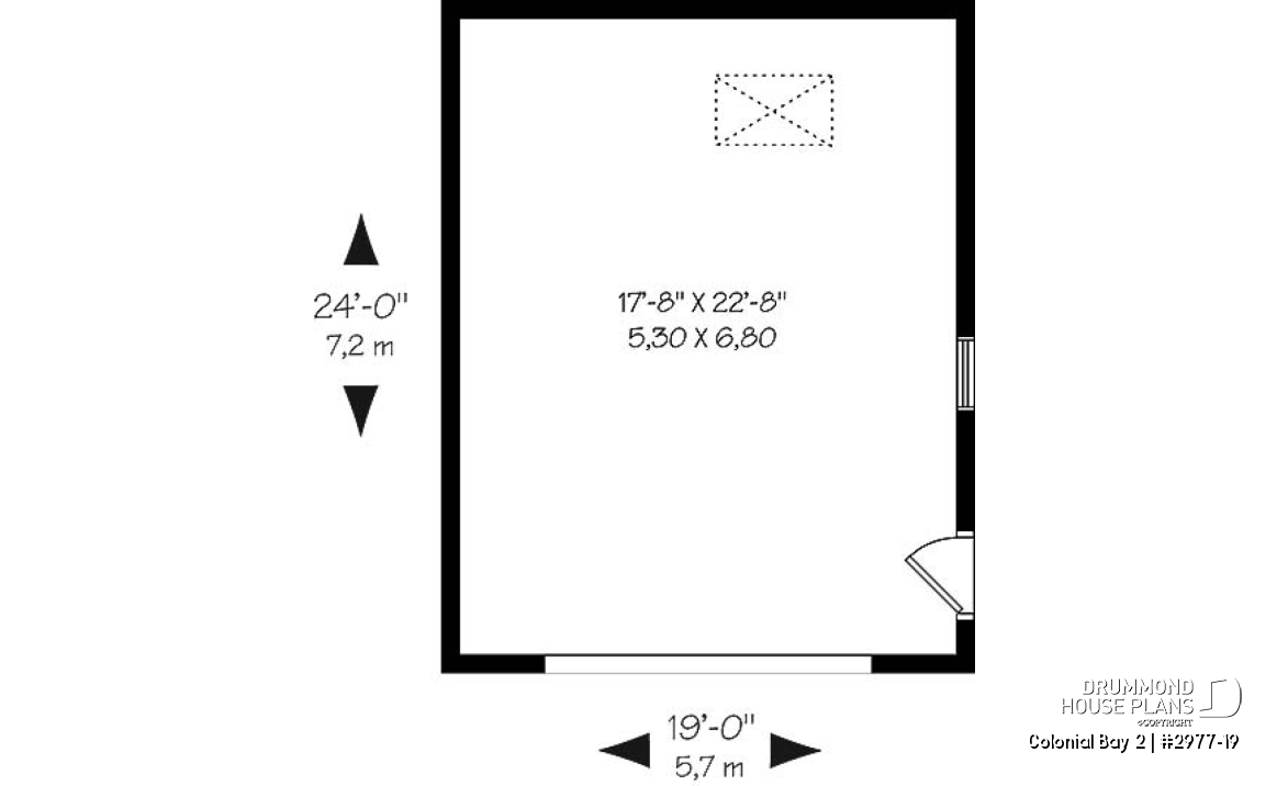 1st level - Spacious one-car garage plan, with storage area in attic. PDF and blueprints available. - Colonial Bay 2