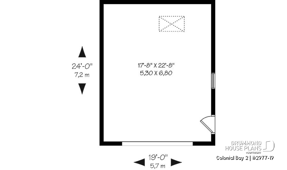 1st level - Spacious one-car garage plan, with storage area in attic. PDF and blueprints available. - Colonial Bay 2