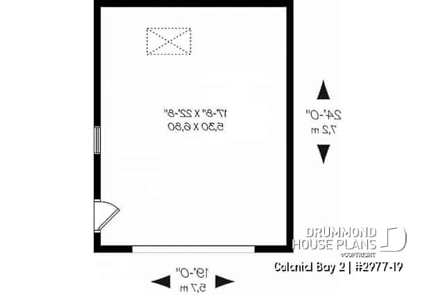 1st level - Spacious one-car garage plan, with storage area in attic. PDF and blueprints available. - Colonial Bay 2