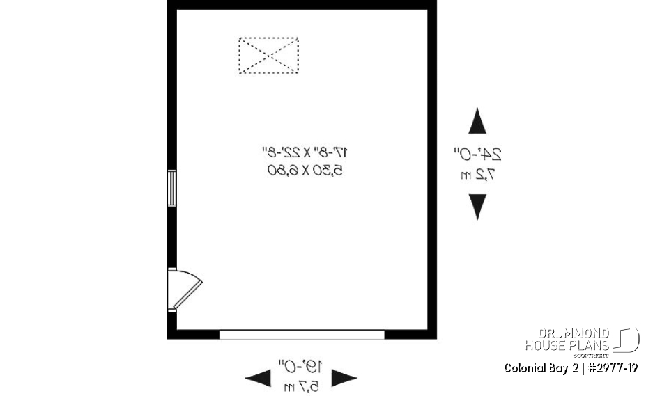 1st level - Spacious one-car garage plan, with storage area in attic. PDF and blueprints available. - Colonial Bay 2